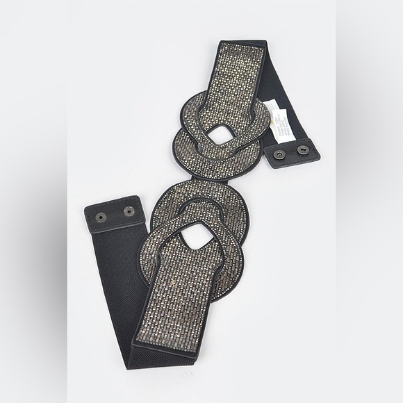 Plus Size Hematite Rhinestone Corset Waist Statement Belt - Picture 4 of 5